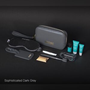 NEW Moschino China Airlines Business Class Amenity Kit Toiletry Bag GREY